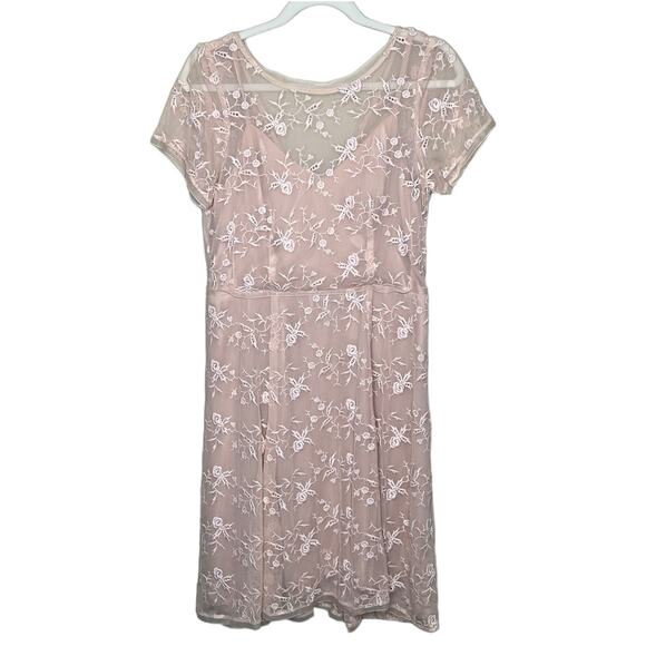 Tracy Reese Dusty Rose/ Light Pink Embroidered Dress Oatmeal lining Medium NWT - Picture 1 of 11